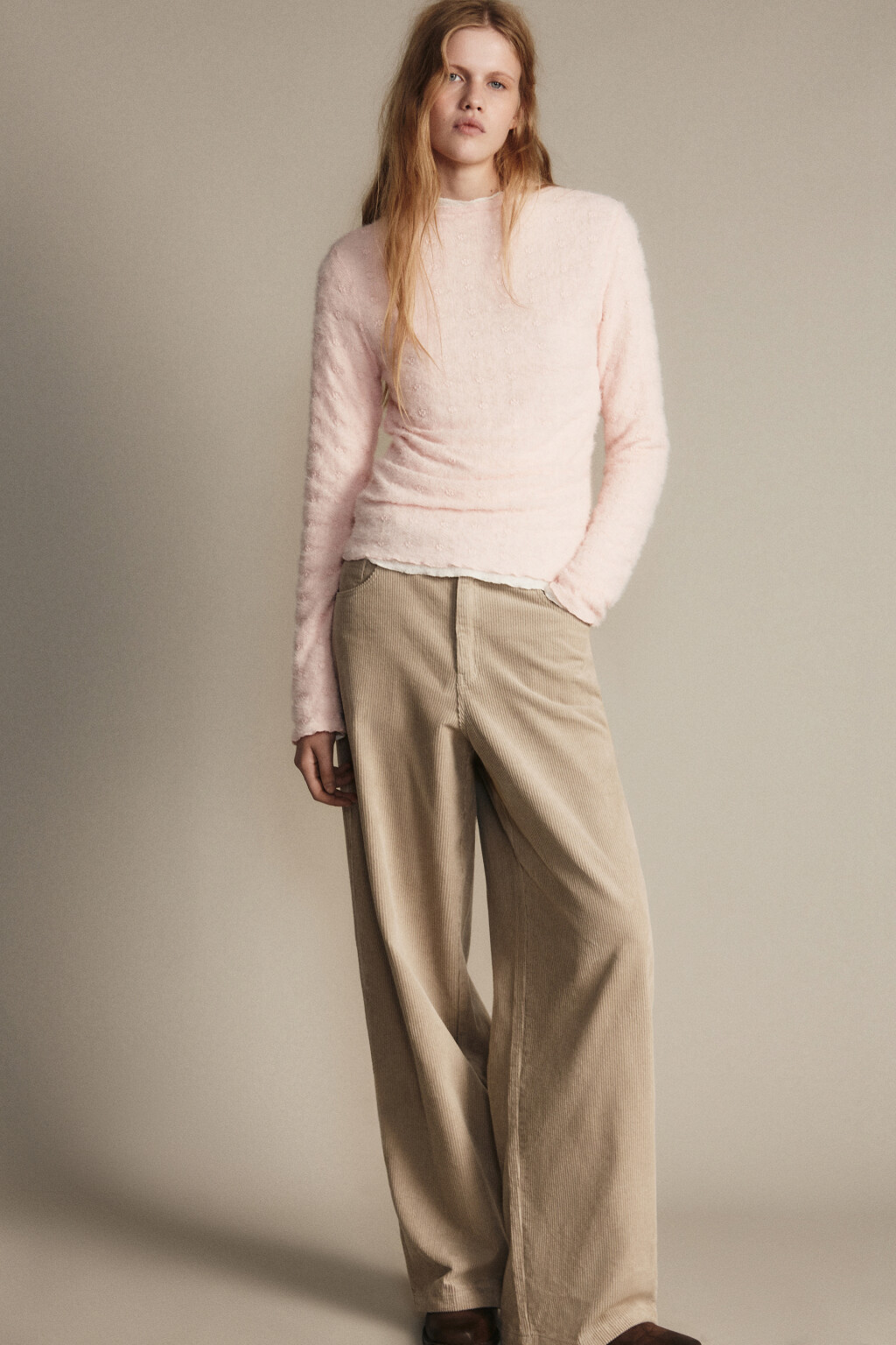 Блузка ажурная с волнистыми краями - цвет розовый - 2