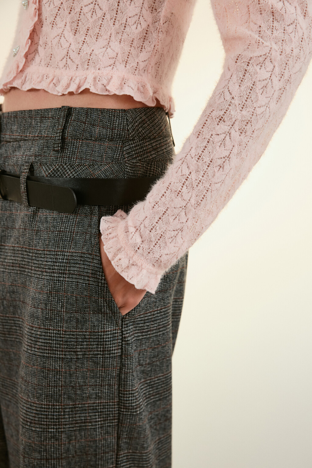 Блузка кружевная с оборками - цвет розовый - 7