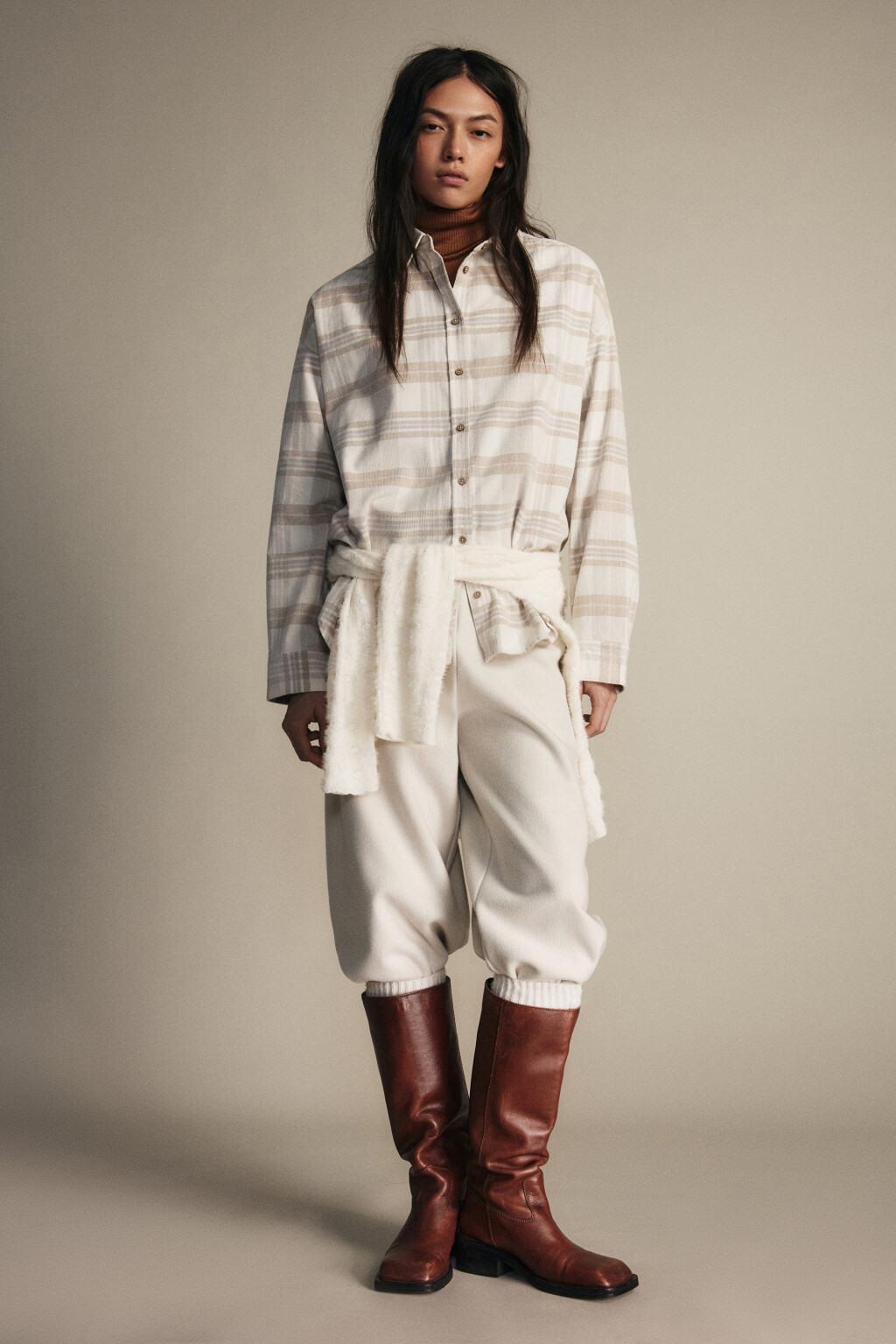 Рубашка фланелевая в клетку - цвет мультиколор - 4