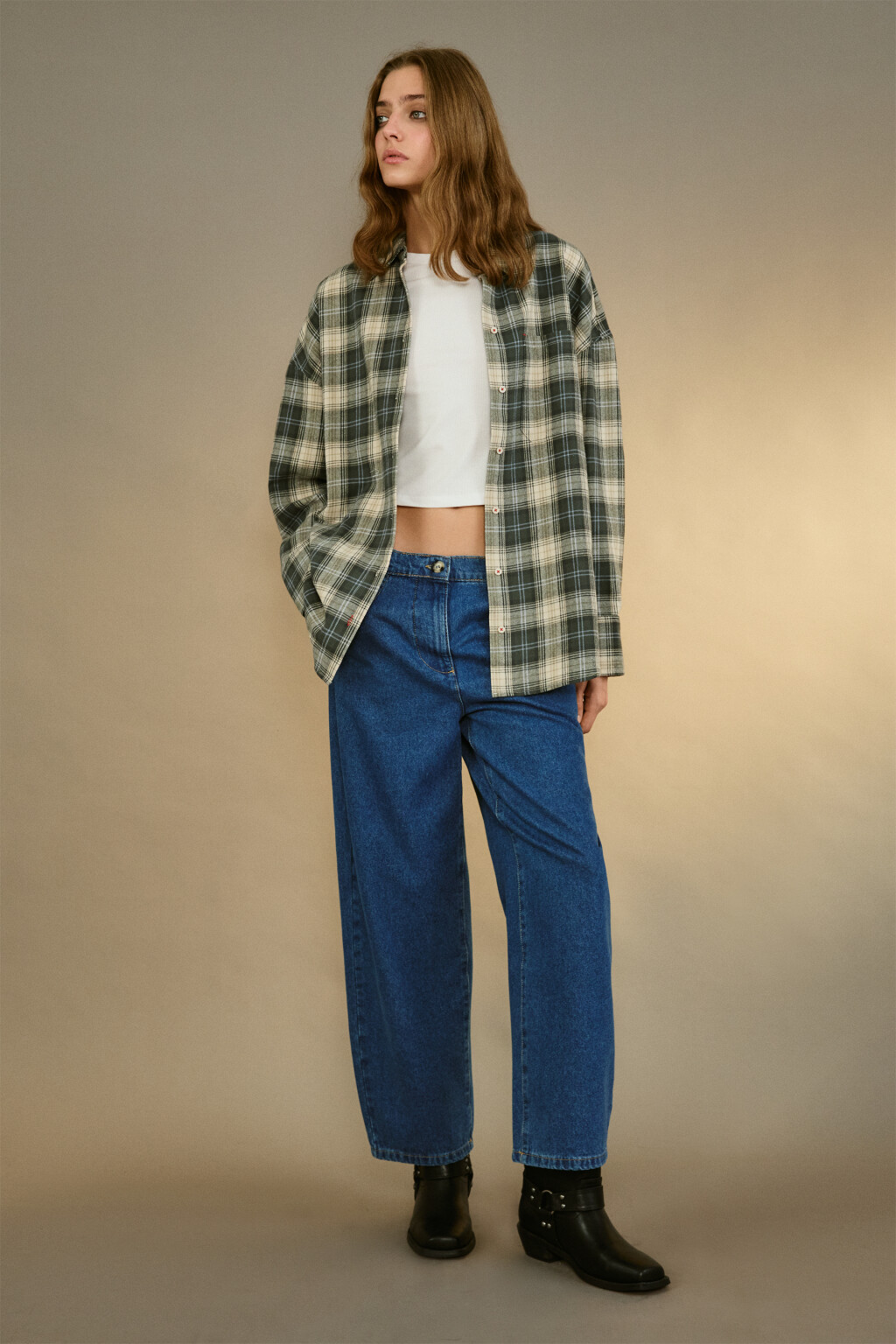 Рубашка фланелевая в клетку - цвет зеленый - 4