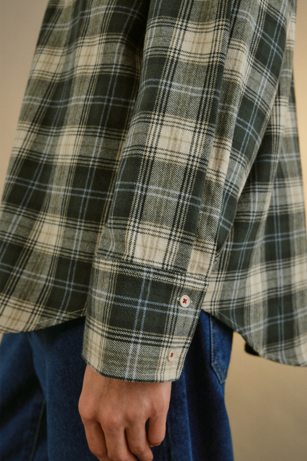 Рубашка фланелевая в клетку - цвет зеленый - 6