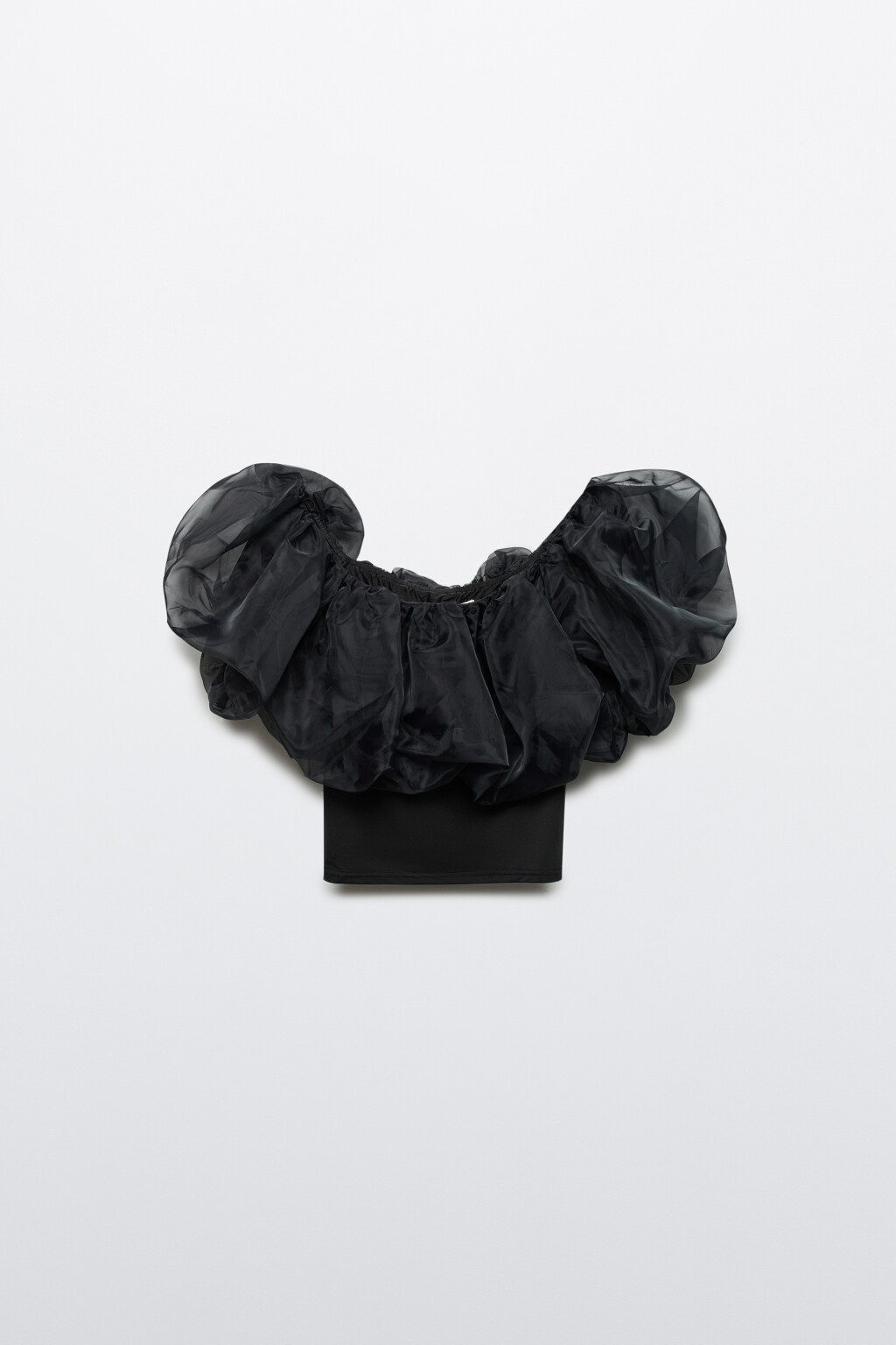 Топ с пышным лифом из органзы - цвет черный - 7