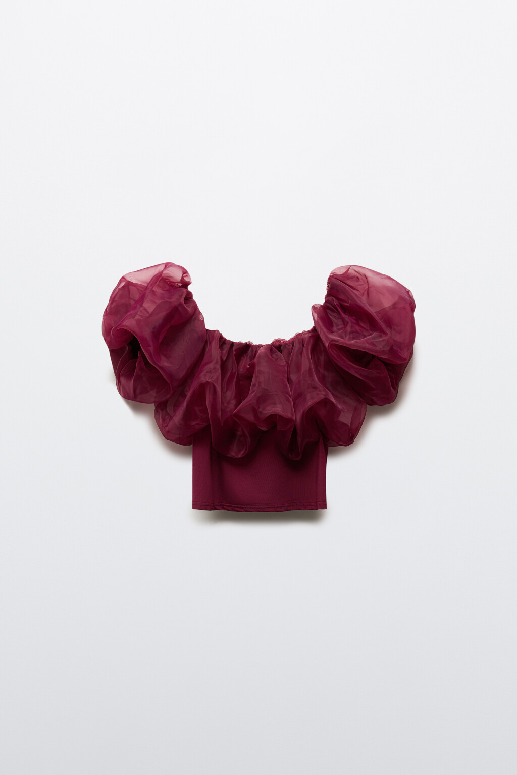 Топ с пышным лифом из органзы - цвет красный - 7
