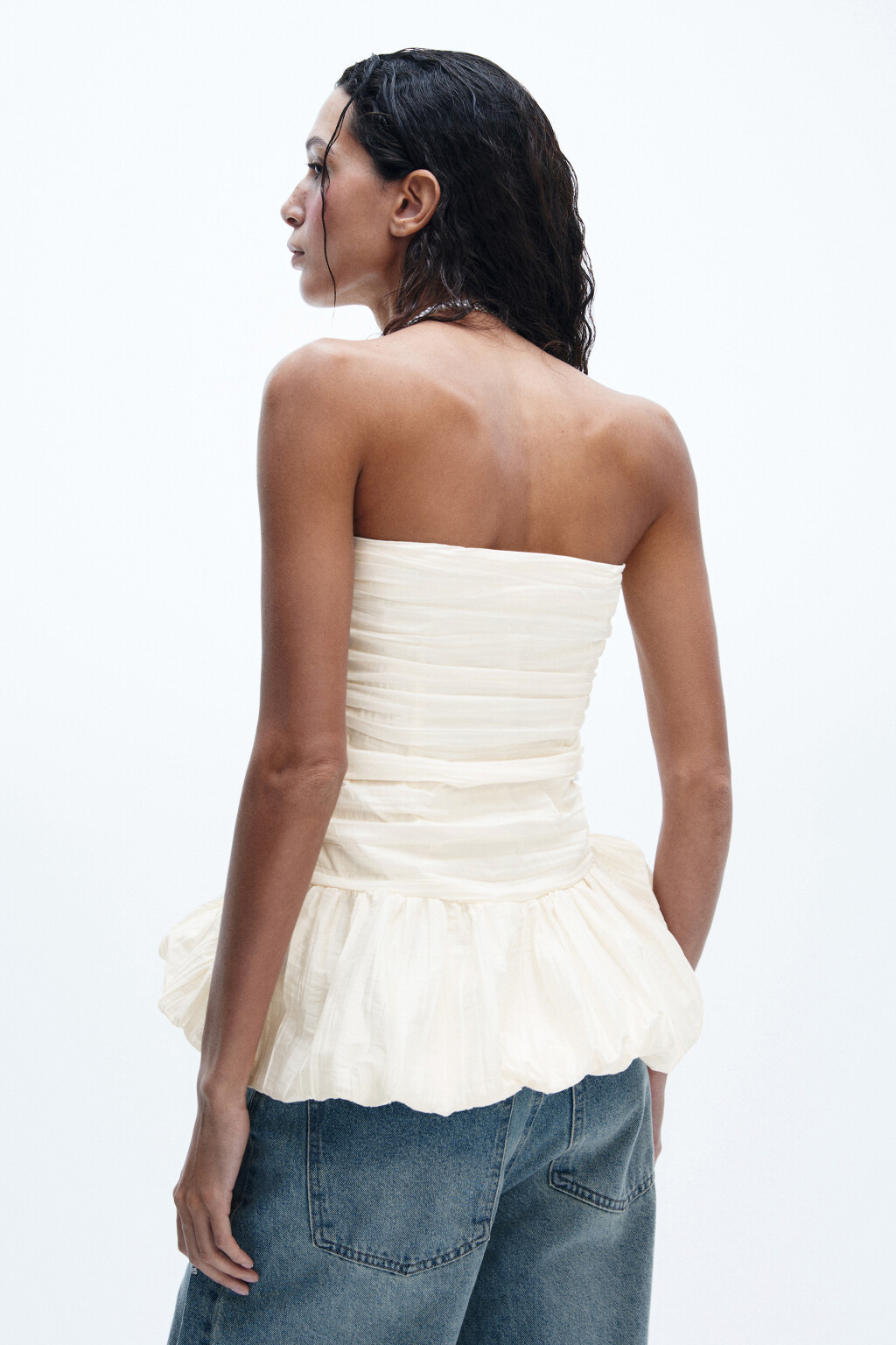 Топ-бандо с пышной баской - цвет молочный - 6