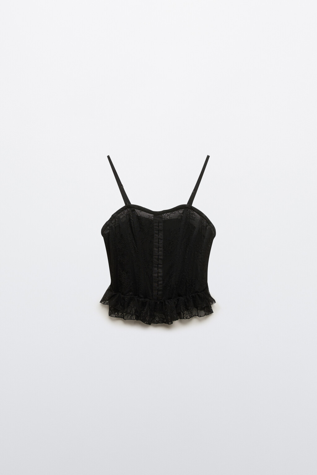 Топ-корсет кружевной с воланами - цвет черный - 7