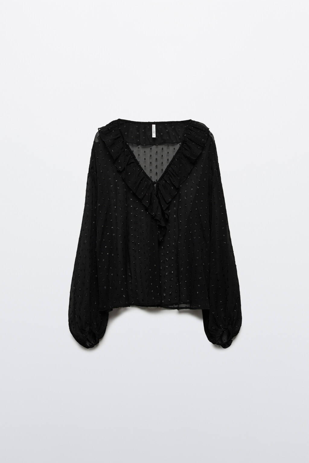 Блузка шифоновая с воланами - цвет черный - 7