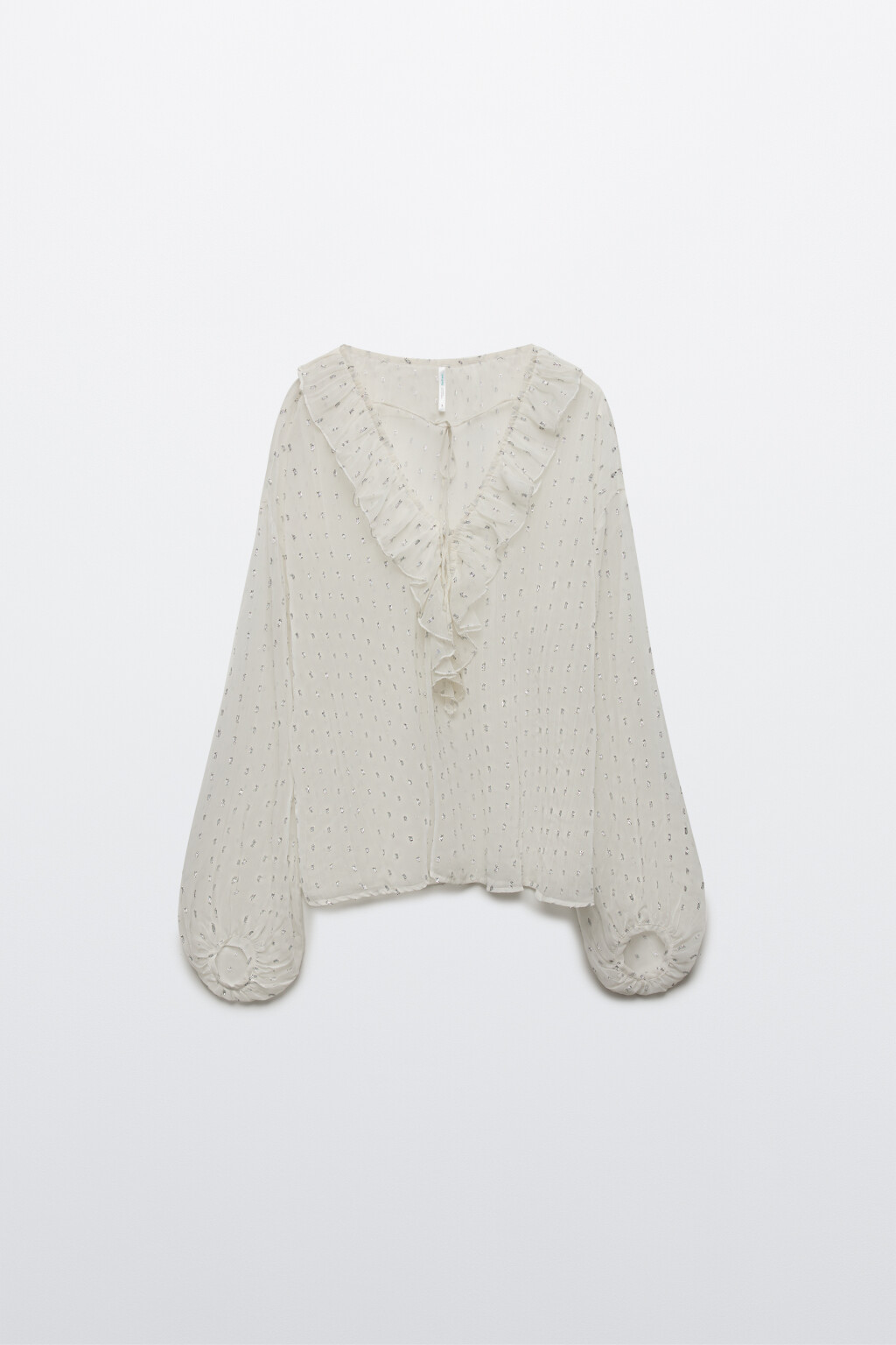 Блузка шифоновая с воланами - цвет молочный - 8