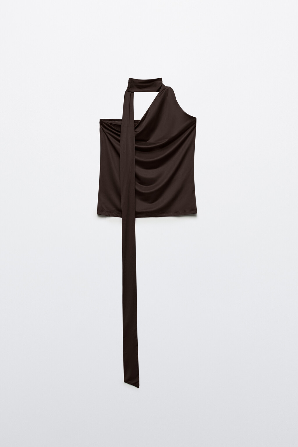 Топ на одно плечо с шарфом - цвет коричневый - 7