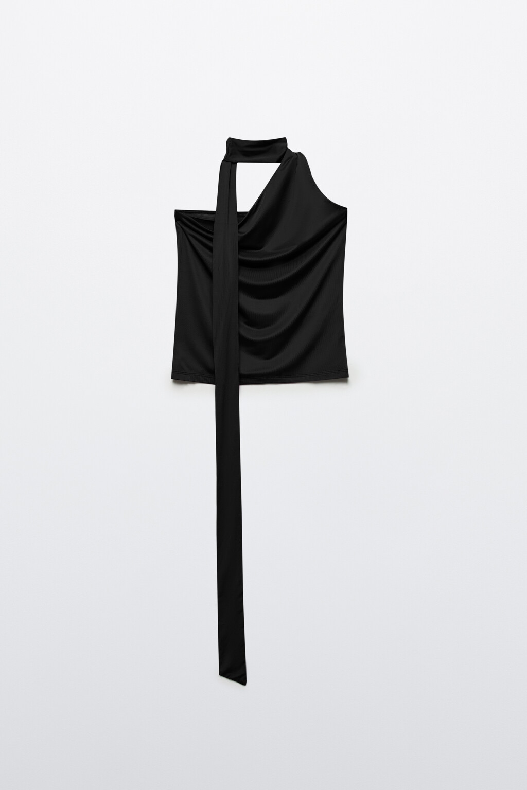 Топ на одно плечо с шарфом - цвет черный - 1