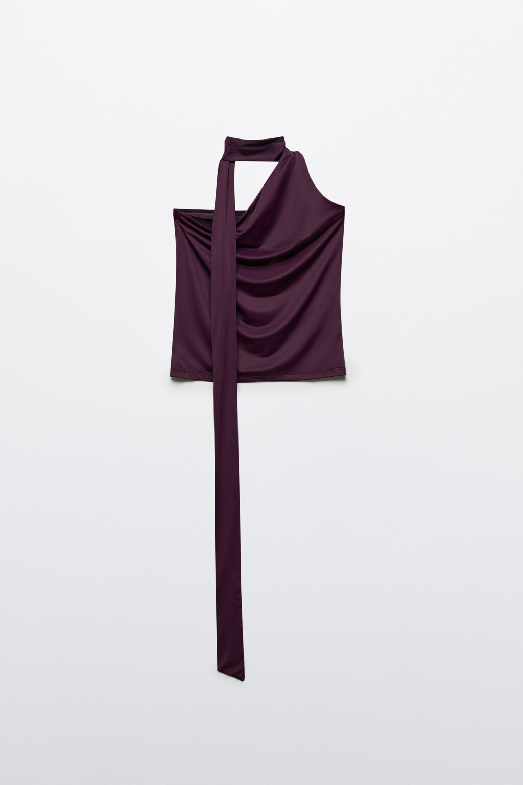 Топ на одно плечо с шарфом - цвет фиолетовый - 1