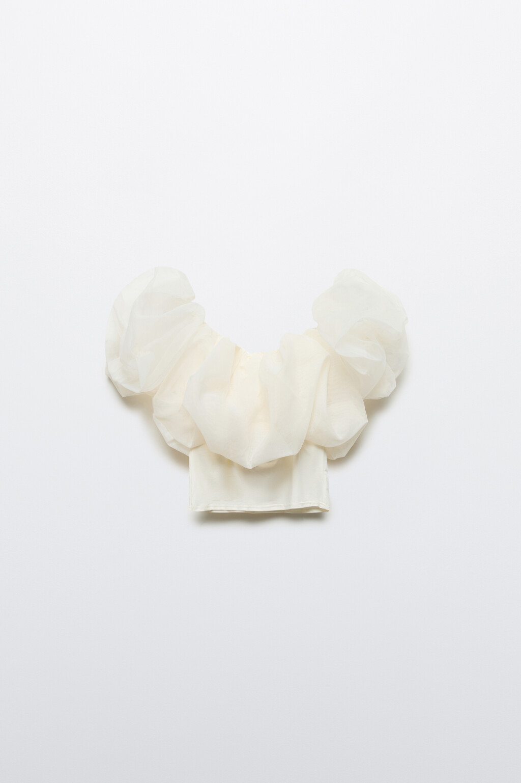 Топ с пышным лифом из органзы - цвет молочный - 7