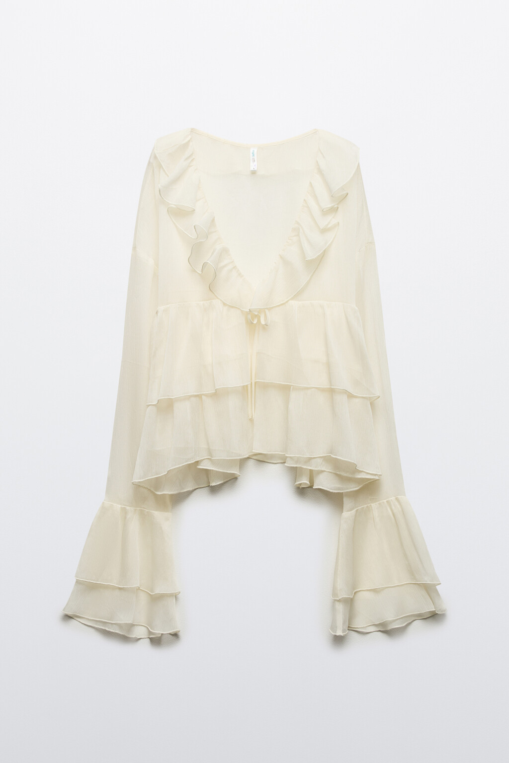 Блузка шифоновая с воланами - цвет молочный - 8