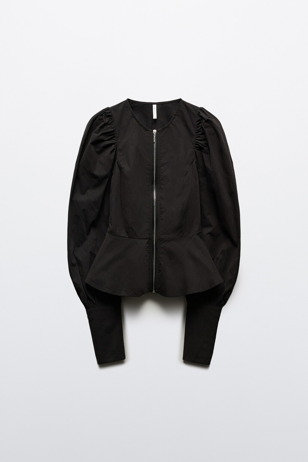 Блузка на молнии с баской - цвет черный - 15