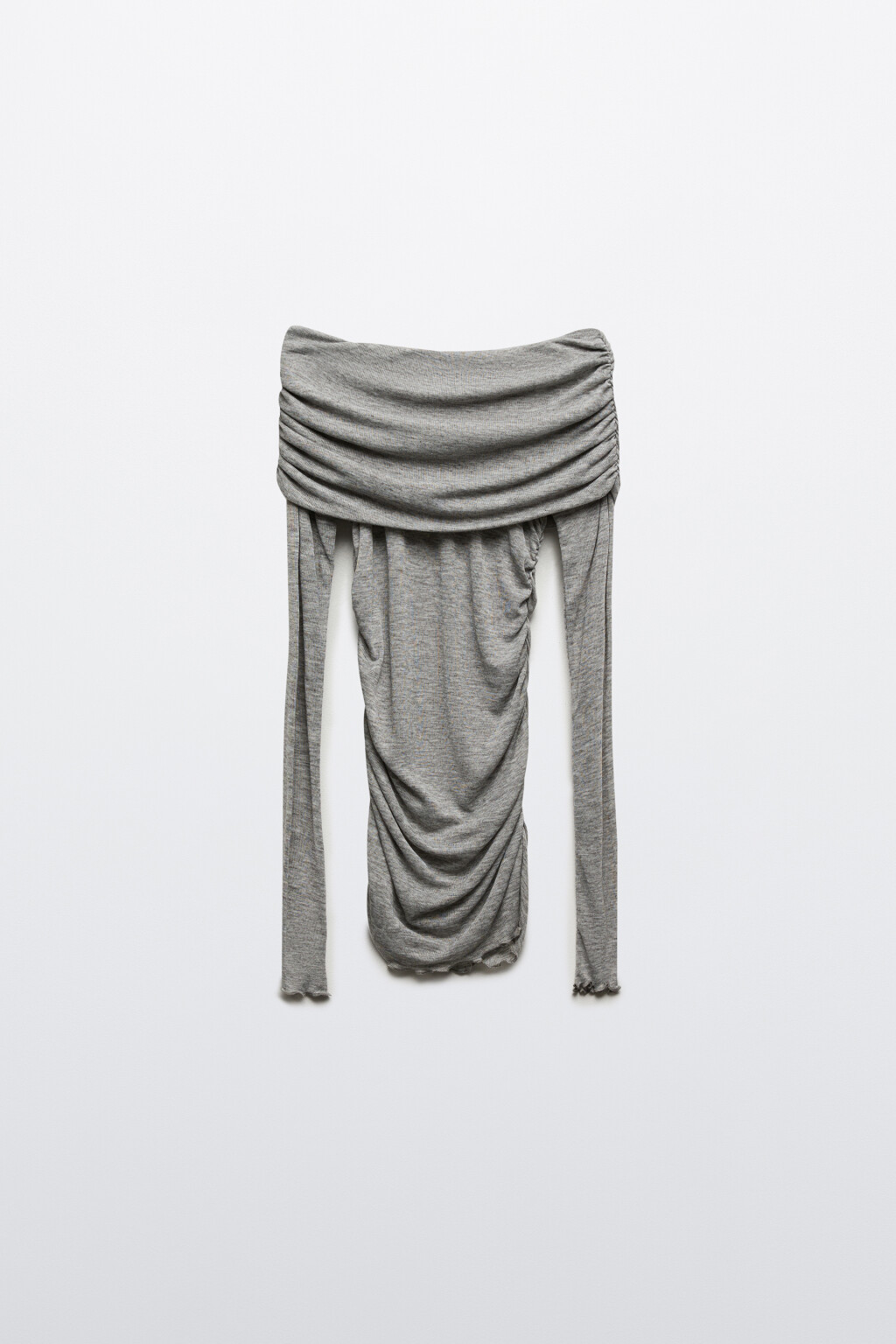 Топ-лонгслив с открытыми плечами - цвет серый - 7