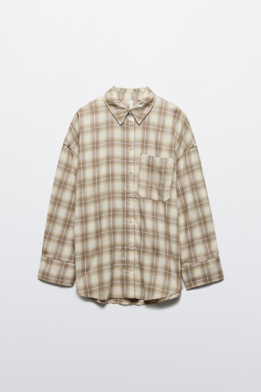 Рубашка oversize фланелевая в клетку - цвет бежевый - 8