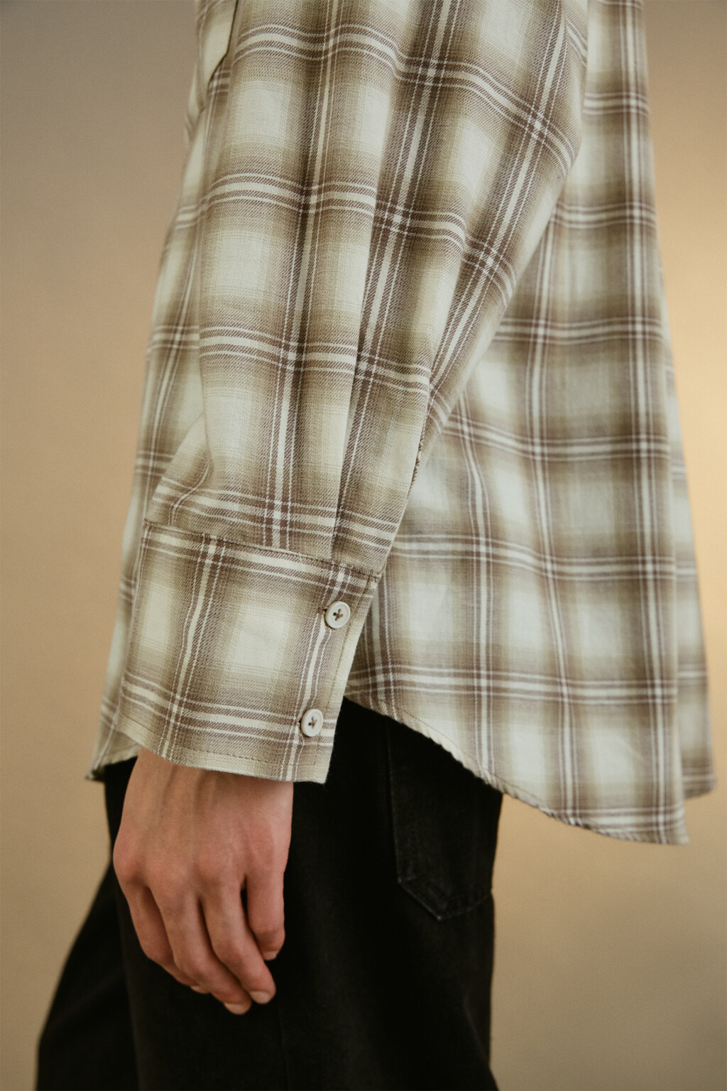 Рубашка oversize фланелевая в клетку - цвет бежевый - 7