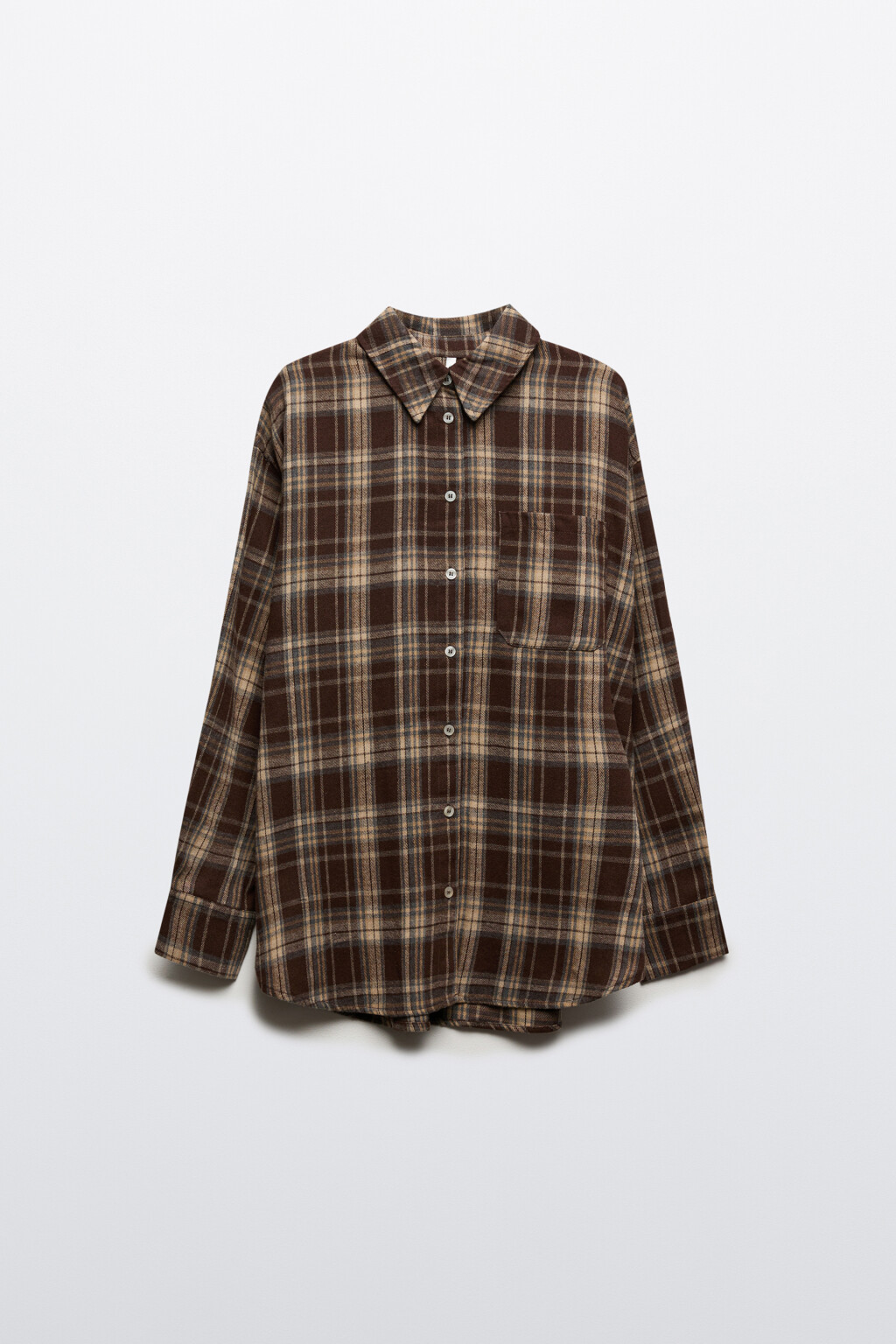 Рубашка oversize фланелевая в клетку - цвет коричневый - 7