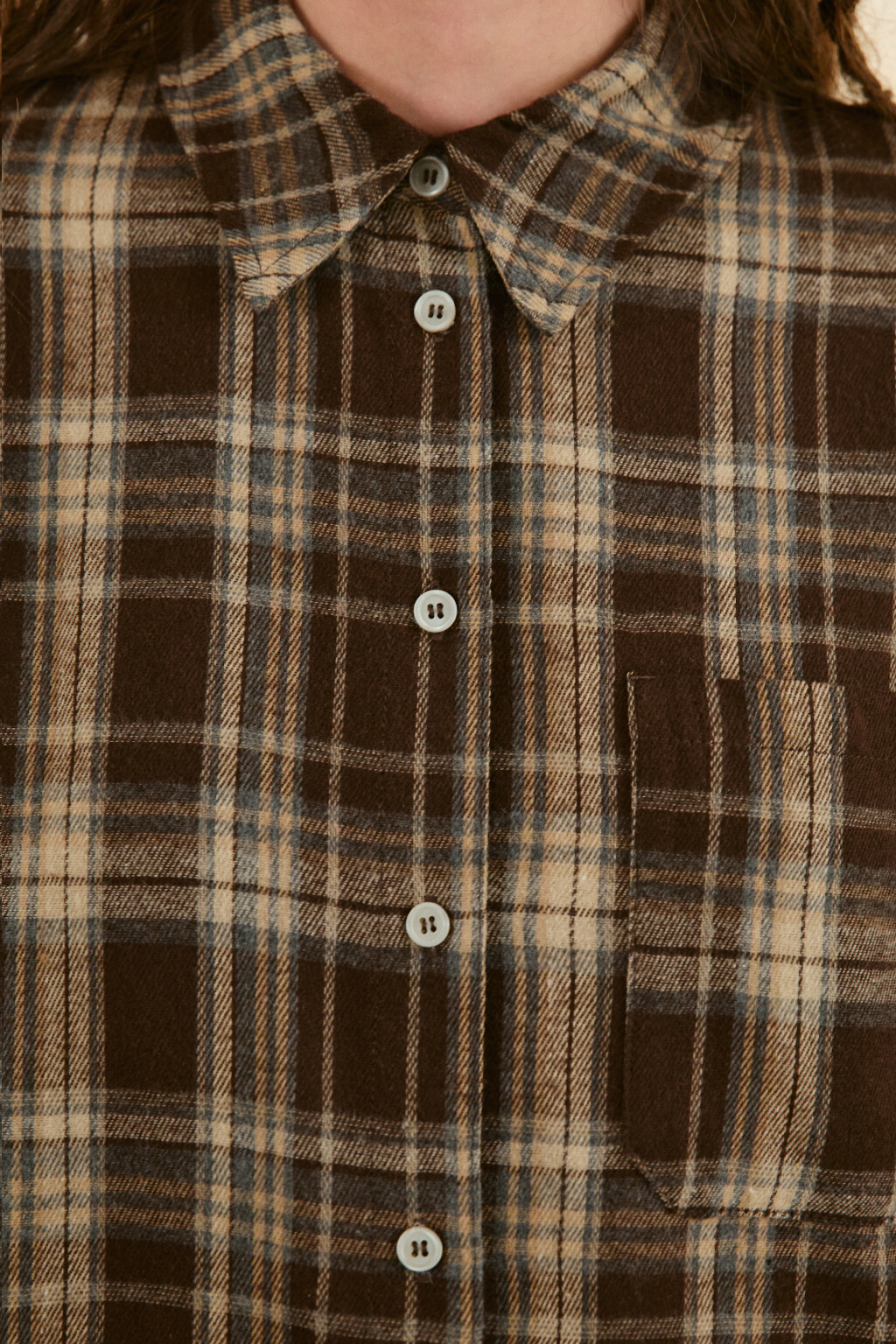 Рубашка oversize фланелевая в клетку - цвет коричневый - 5