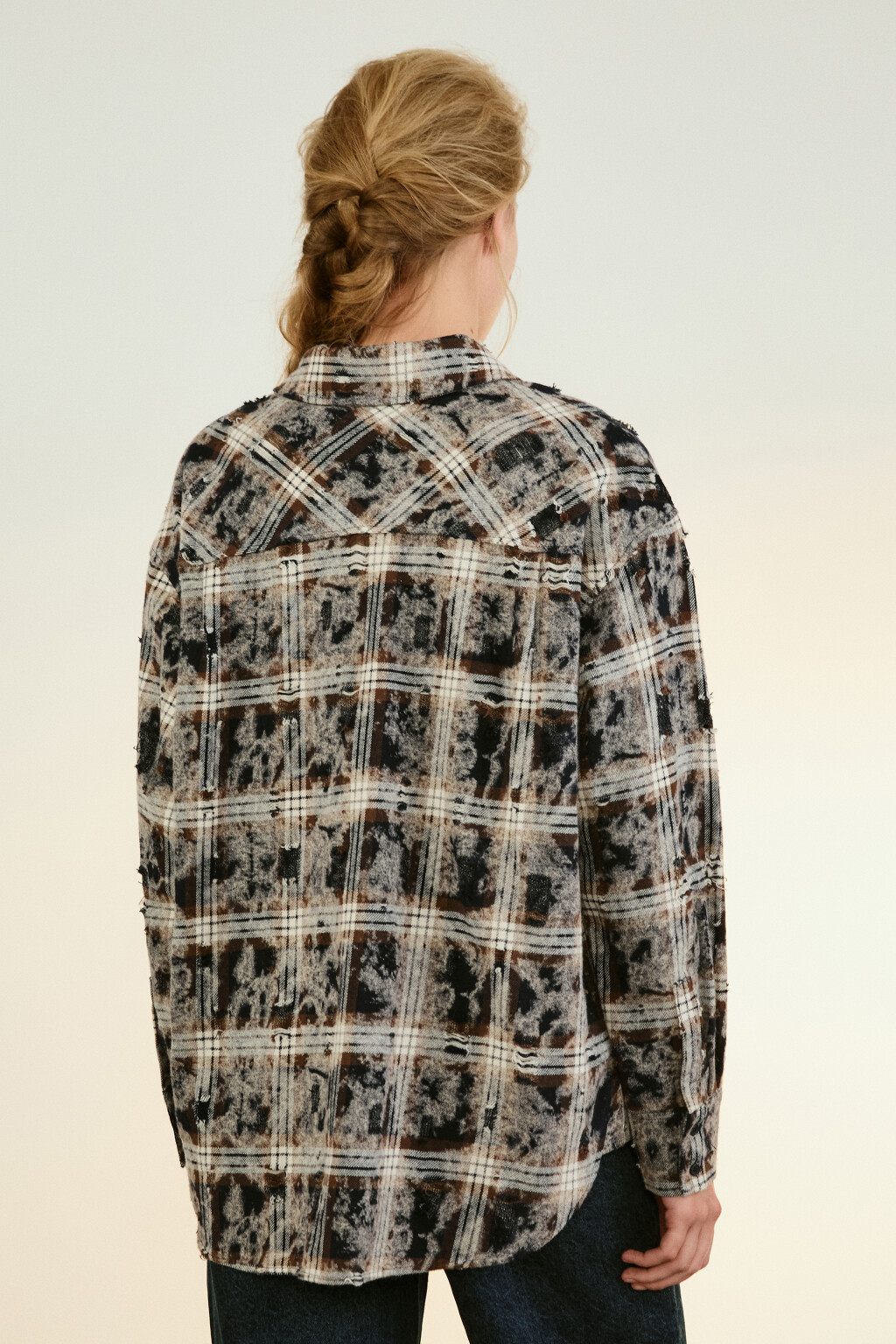 Рубашка oversize с состаренным эффектом - цвет синий - 3