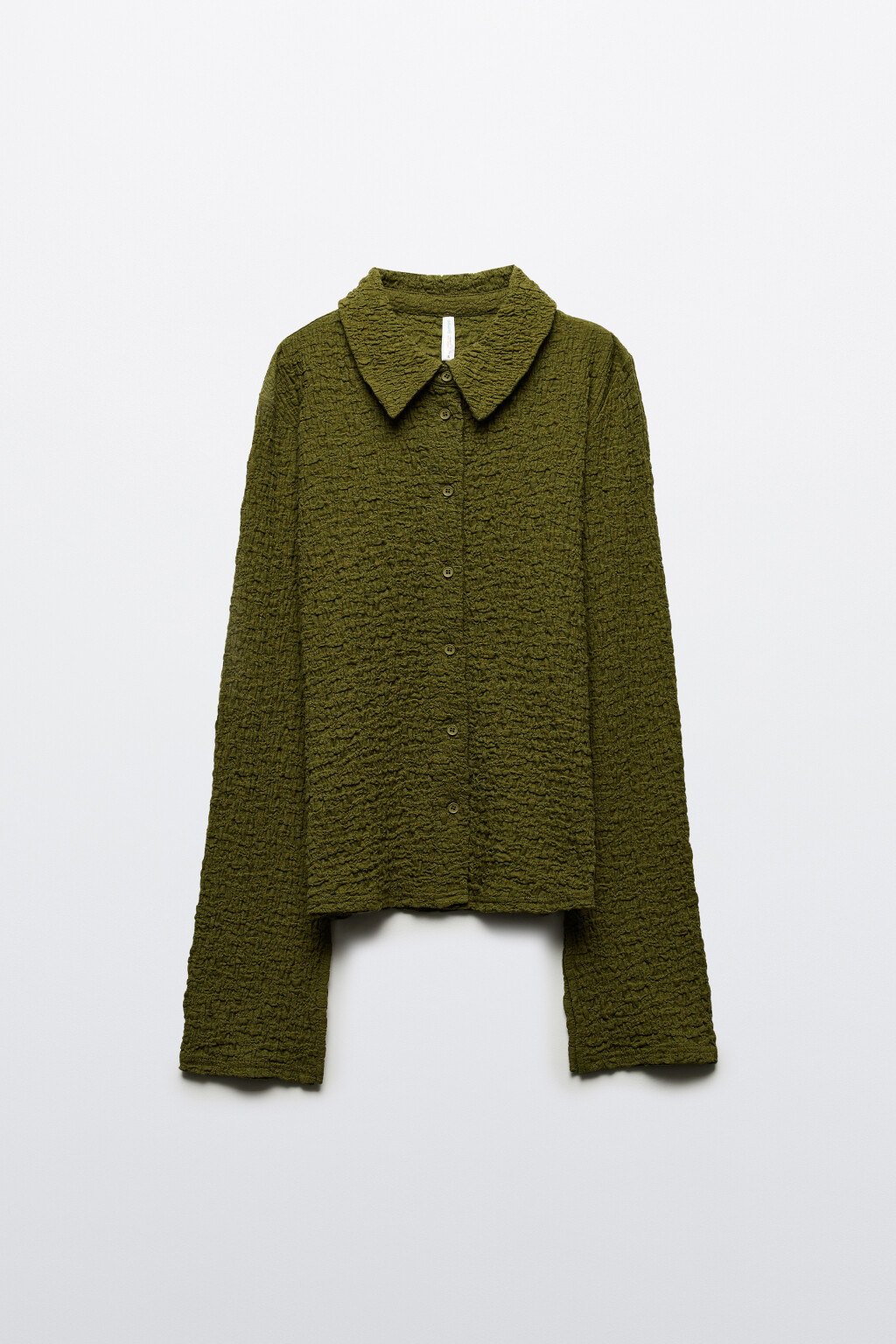 Рубашка облегающая с разрезами - цвет зеленый - 7