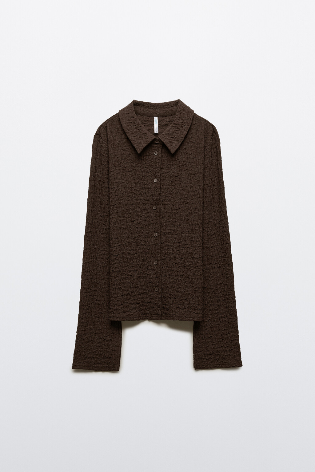 Рубашка облегающая с разрезами - цвет коричневый - 7