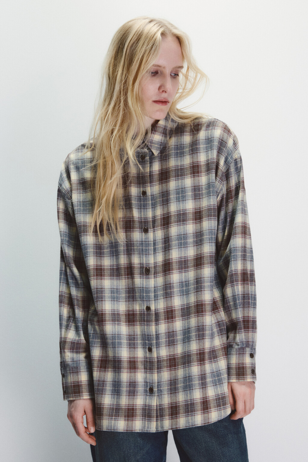 Рубашка хлопковая в клетку - цвет мультиколор - 3