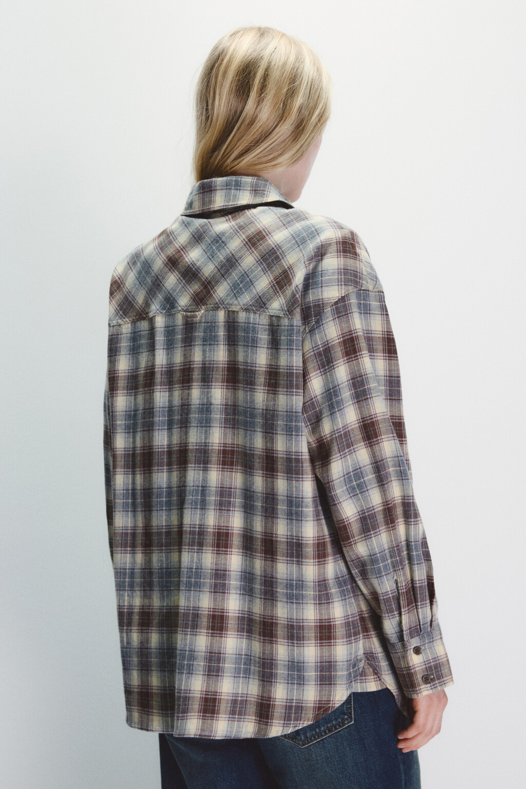 Рубашка хлопковая в клетку - цвет мультиколор - 4