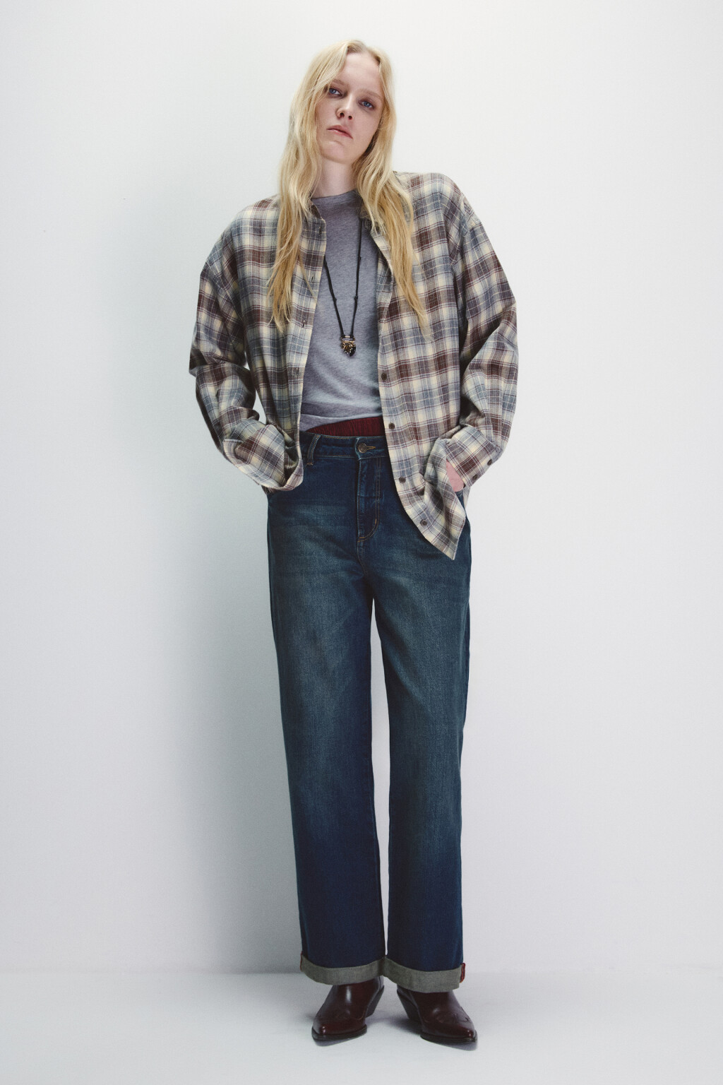 Рубашка хлопковая в клетку - цвет мультиколор - 2