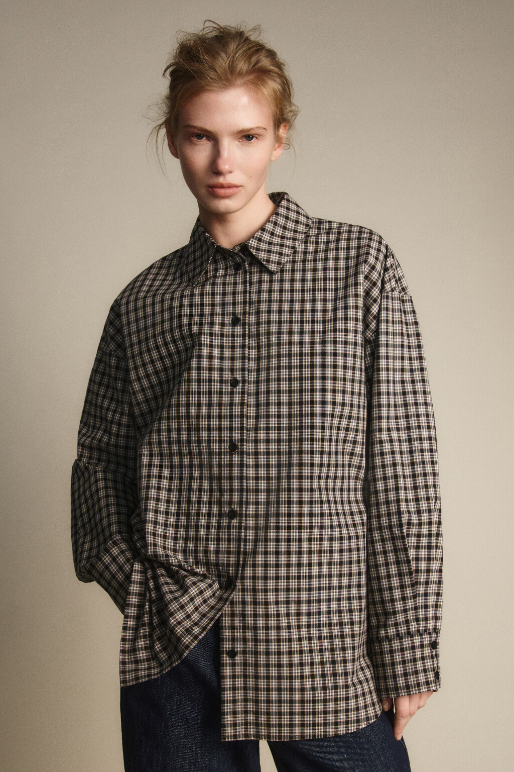 Рубашка oversize в клетку - цвет синий - 2