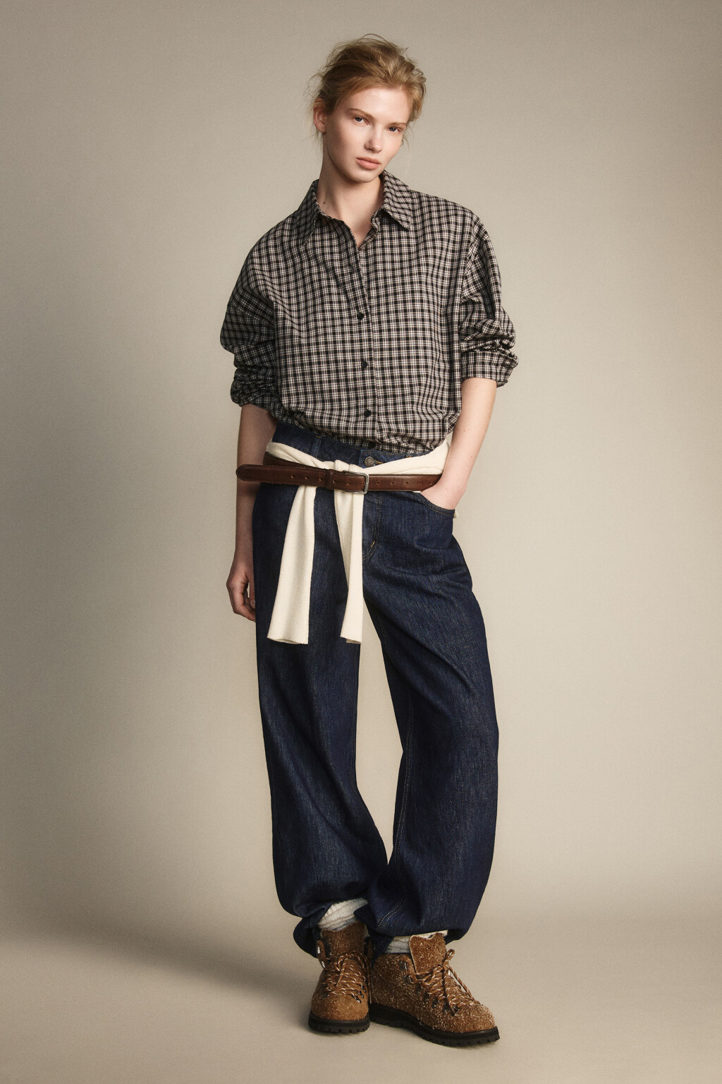 Рубашка oversize в клетку - цвет синий - 4