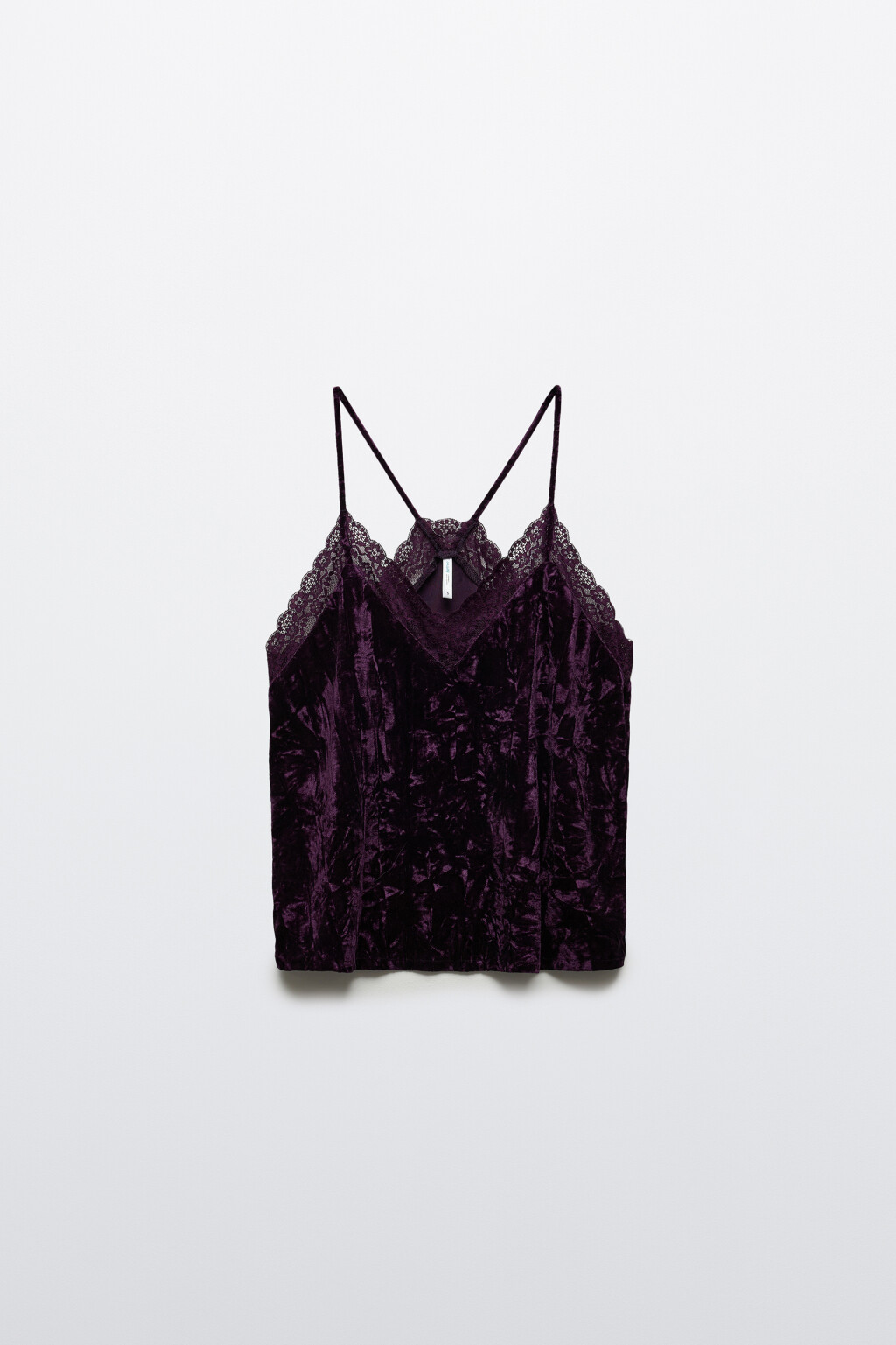 Топ с кружевом и бархатной фактурой - цвет фиолетовый - 8