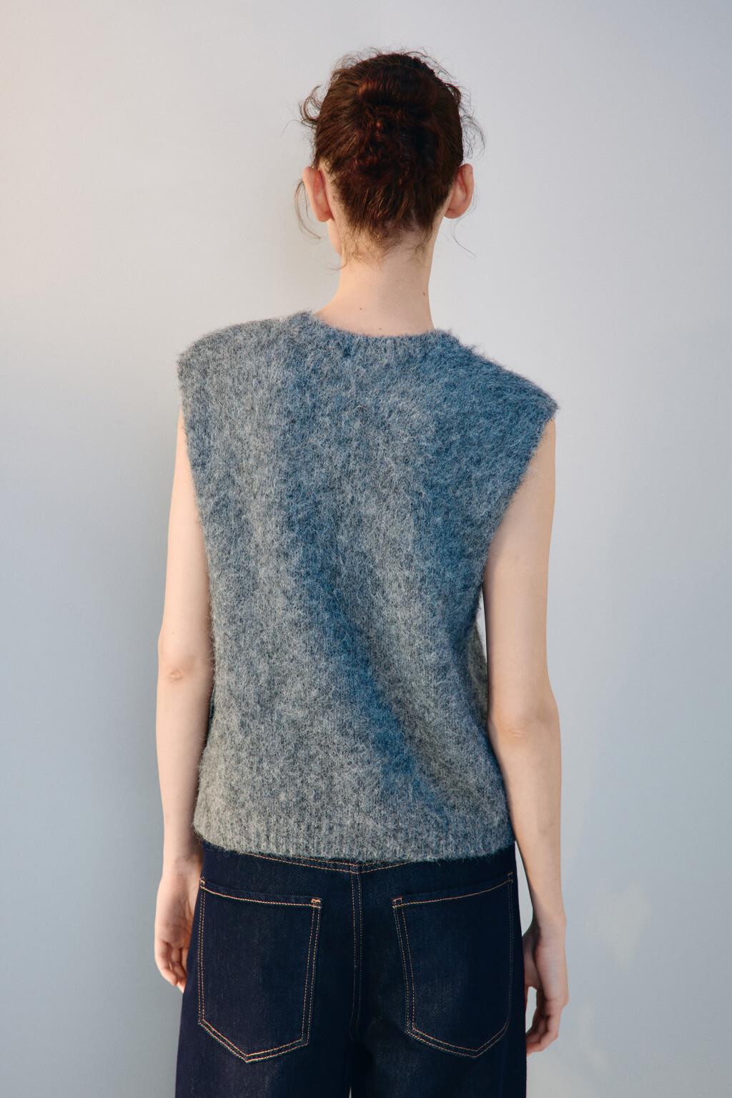 Жилет вязаный с шерстью - цвет серый - 3