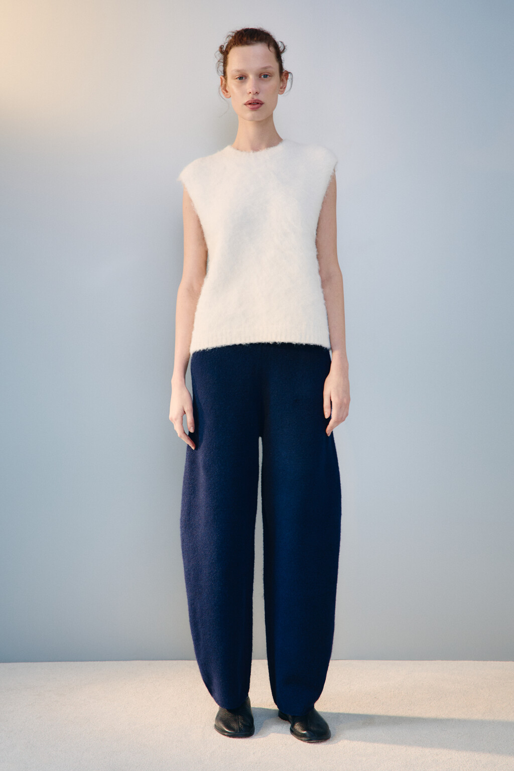 Жилет вязаный с шерстью - цвет молочный - 5