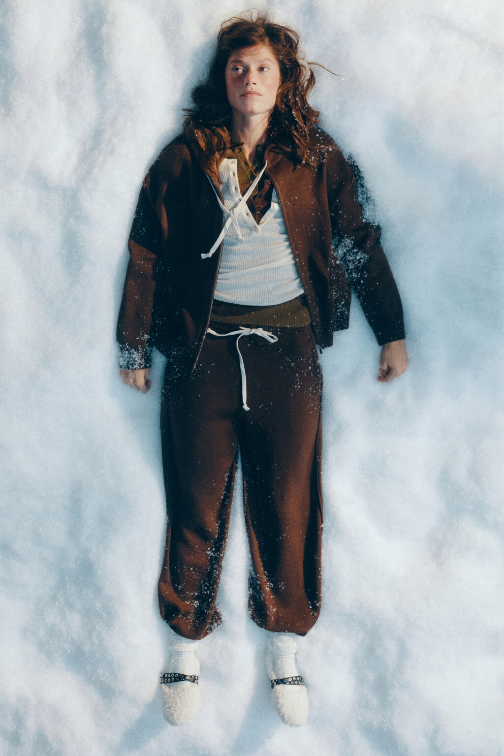 Брюки-джоггеры из вязаного трикотажа - цвет коричневый - 1