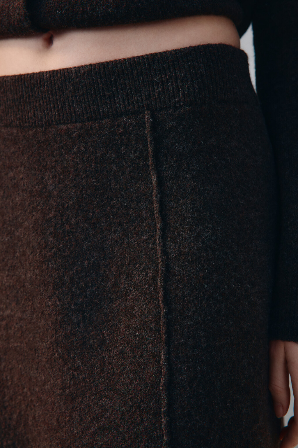 Юбка-трапеция из вязаного трикотажа - цвет бежевый - 6