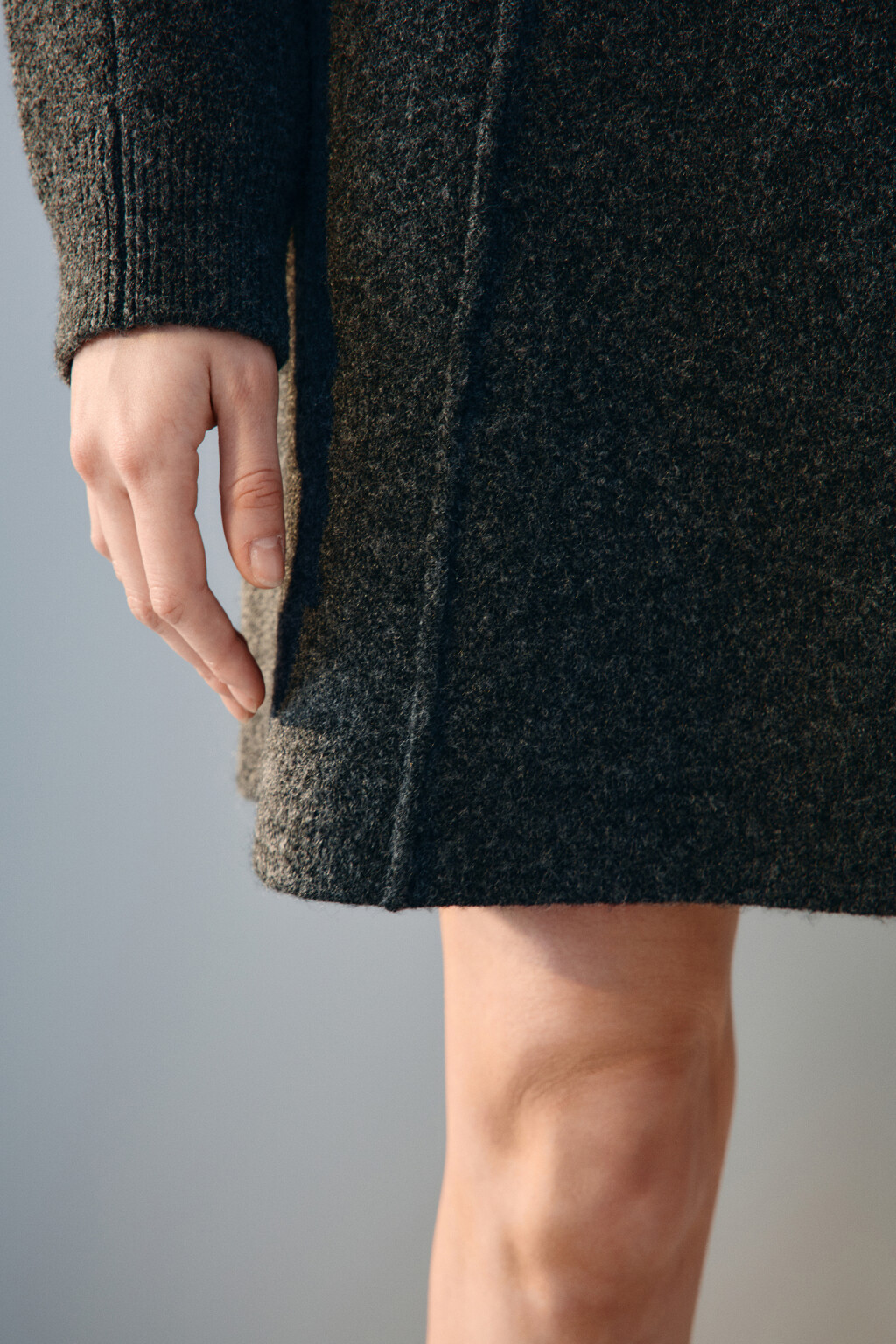 Юбка-трапеция из вязаного трикотажа - цвет серый - 6