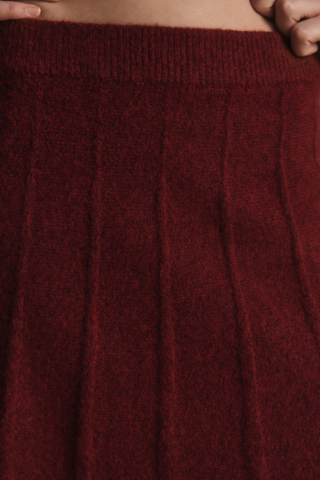 Юбка мини вязаная в складку - цвет бордовый - 5