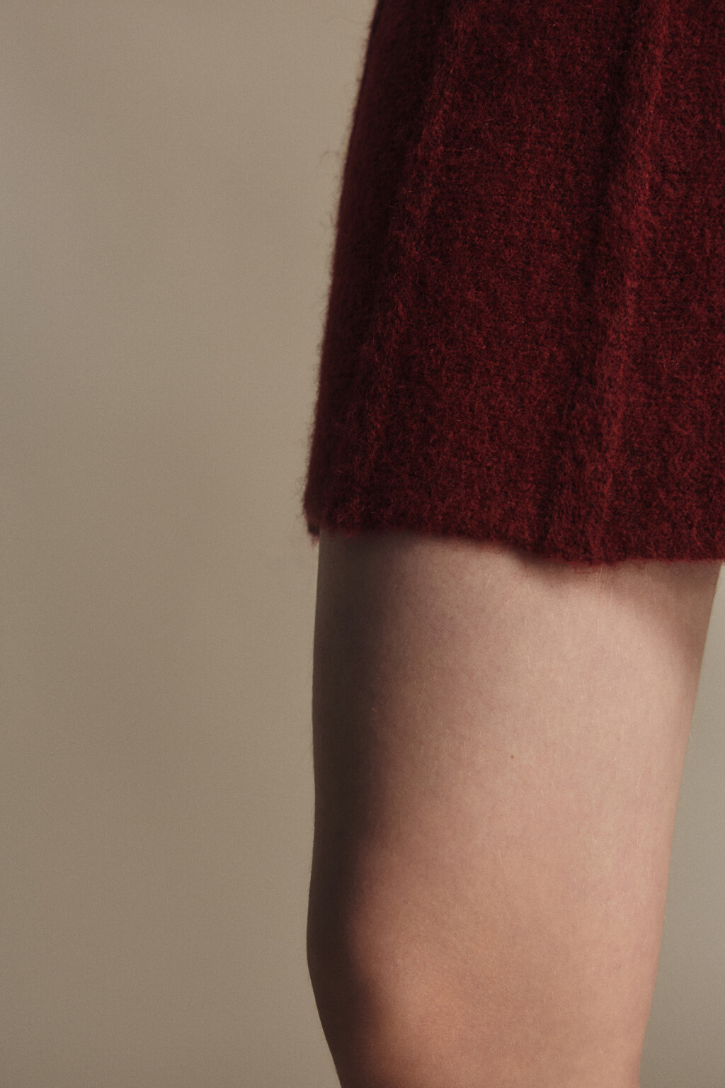 Юбка мини вязаная в складку - цвет бордовый - 6