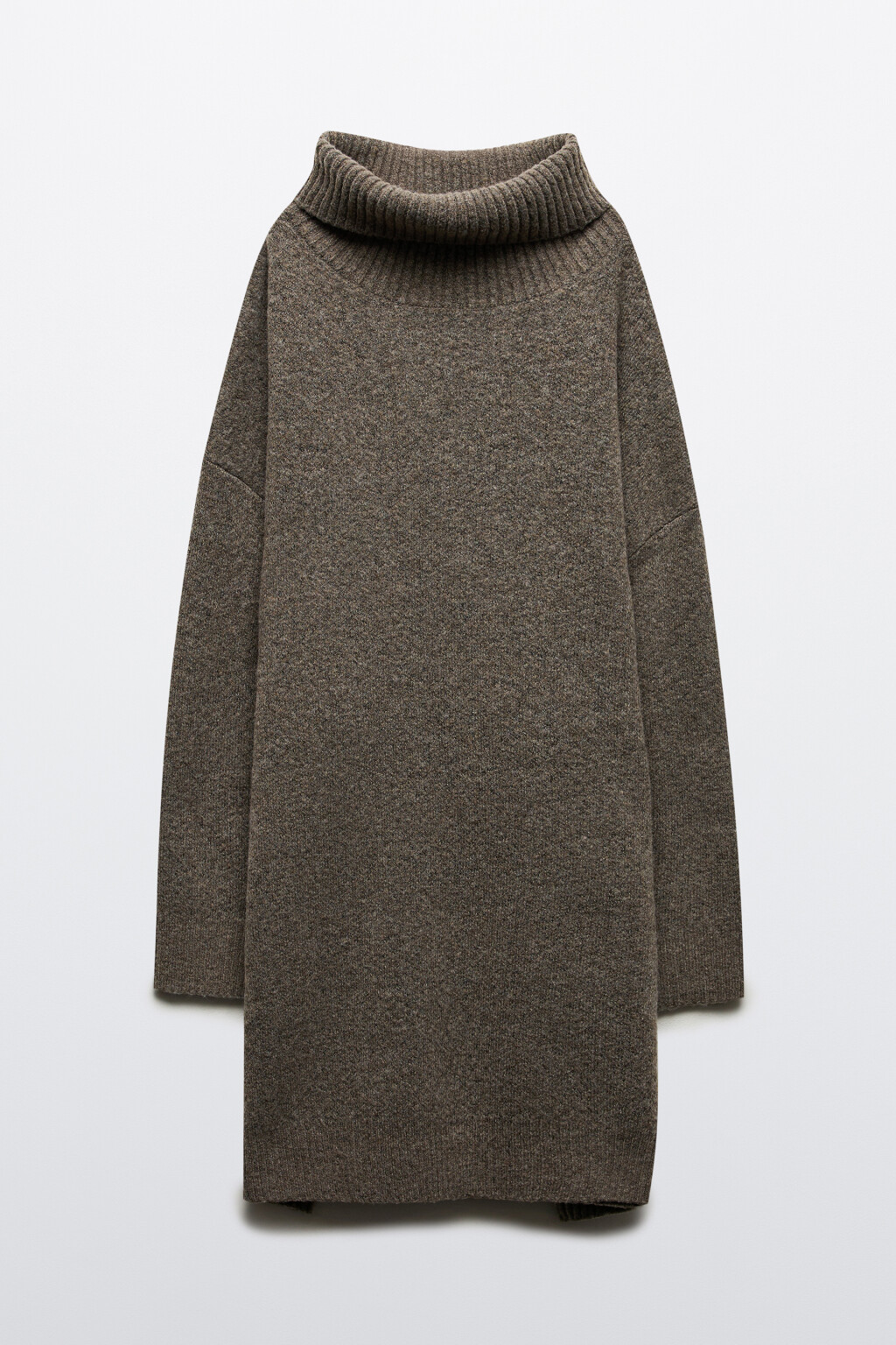 Платье-свитер с воротником в рубчик - цвет бежевый - 8