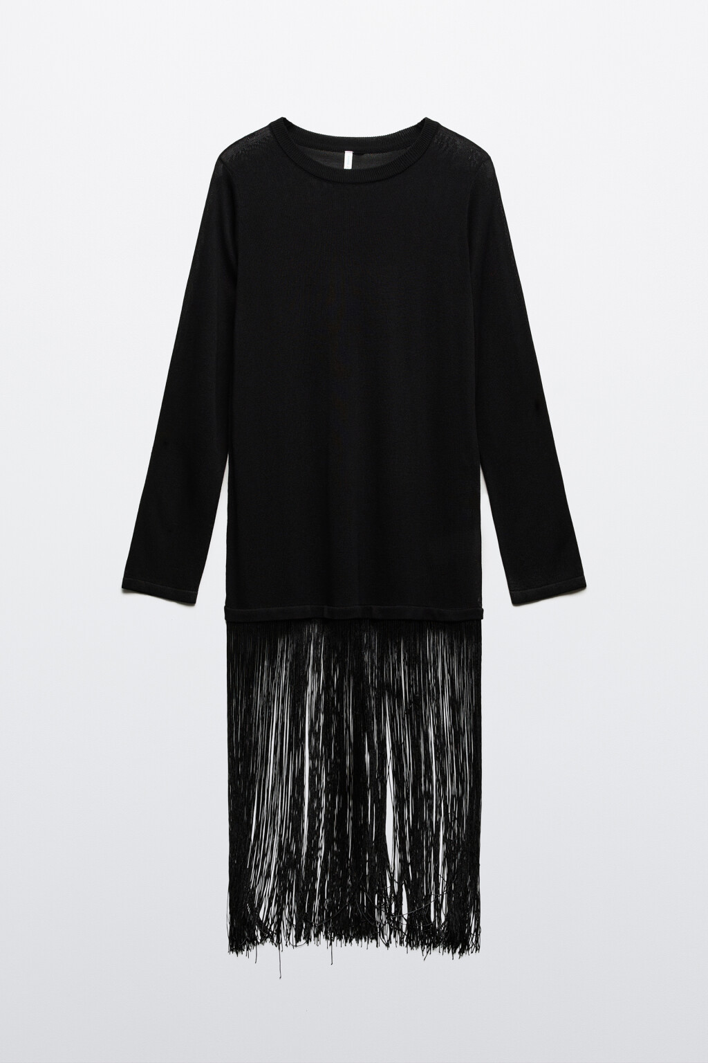 Платье миди вязаное с бахромой - цвет черный - 6