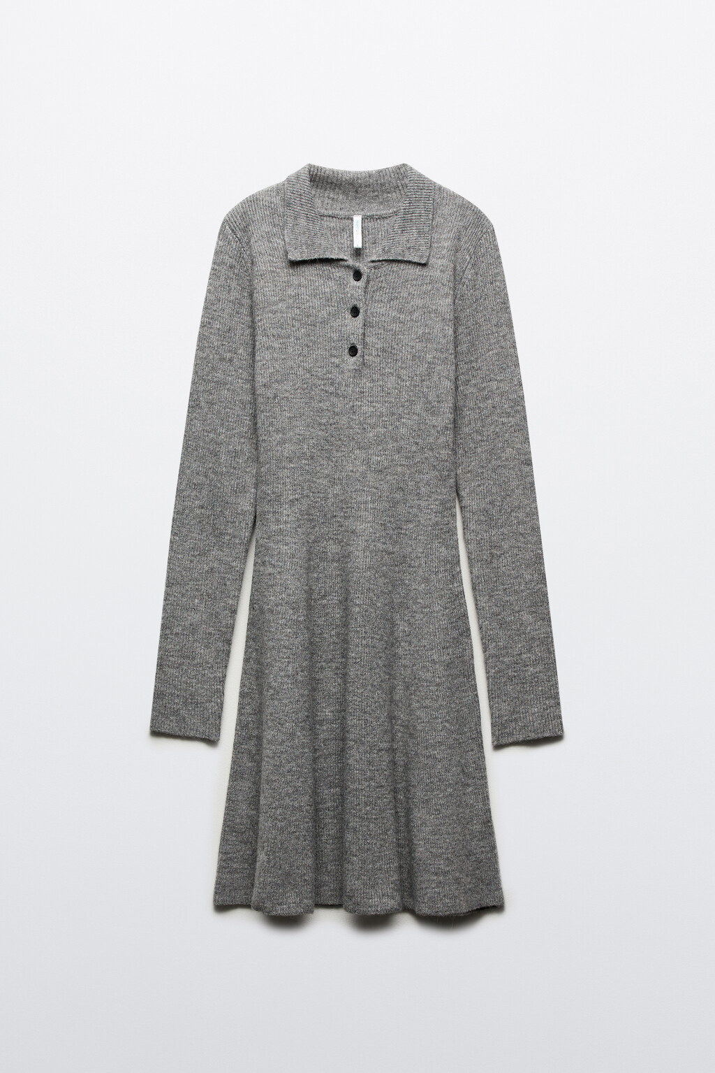 Платье-поло мини вязаное - цвет серый - 8