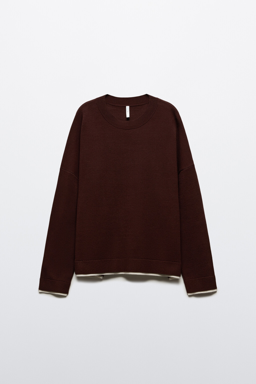 Джемпер с имитацией второго слоя - цвет коричневый - 7