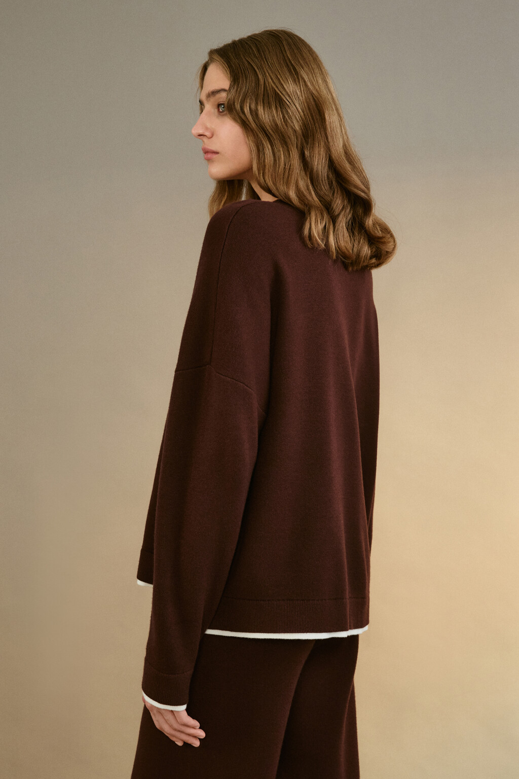 Джемпер с имитацией второго слоя - цвет коричневый - 3