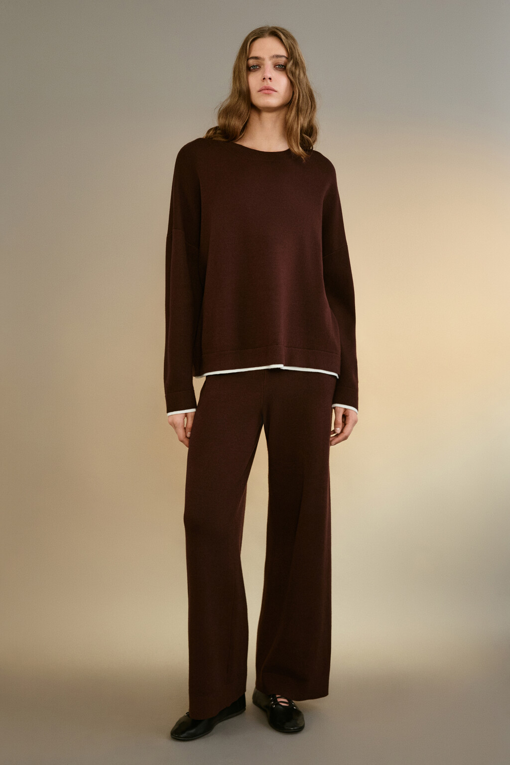 Джемпер с имитацией второго слоя - цвет коричневый - 4