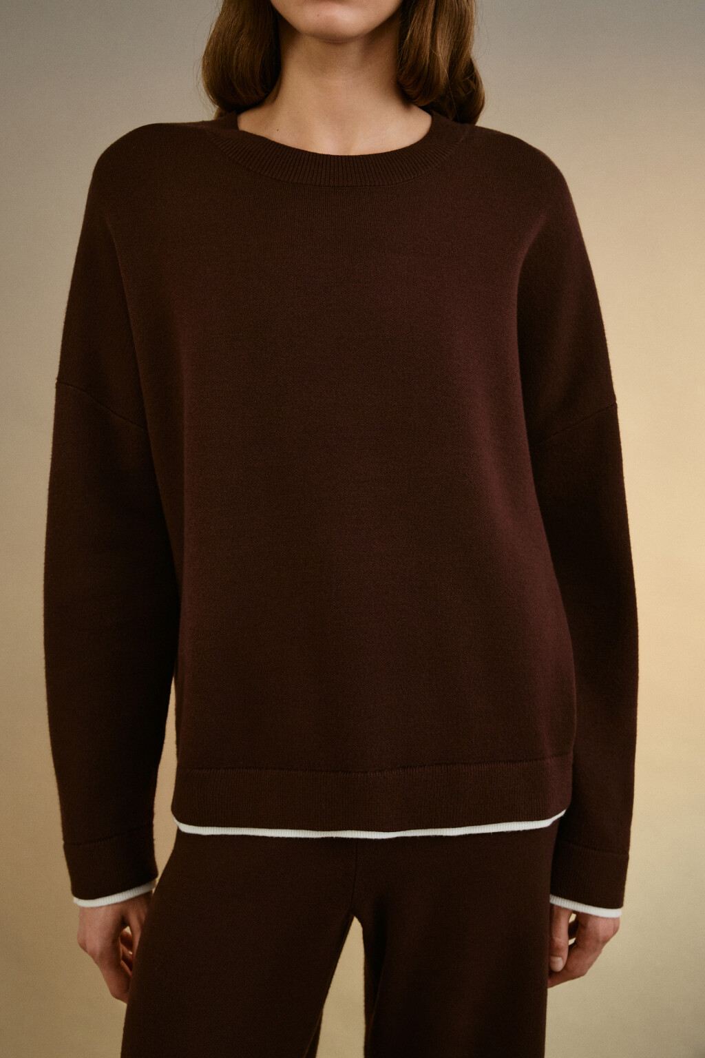 Джемпер с имитацией второго слоя - цвет коричневый - 5