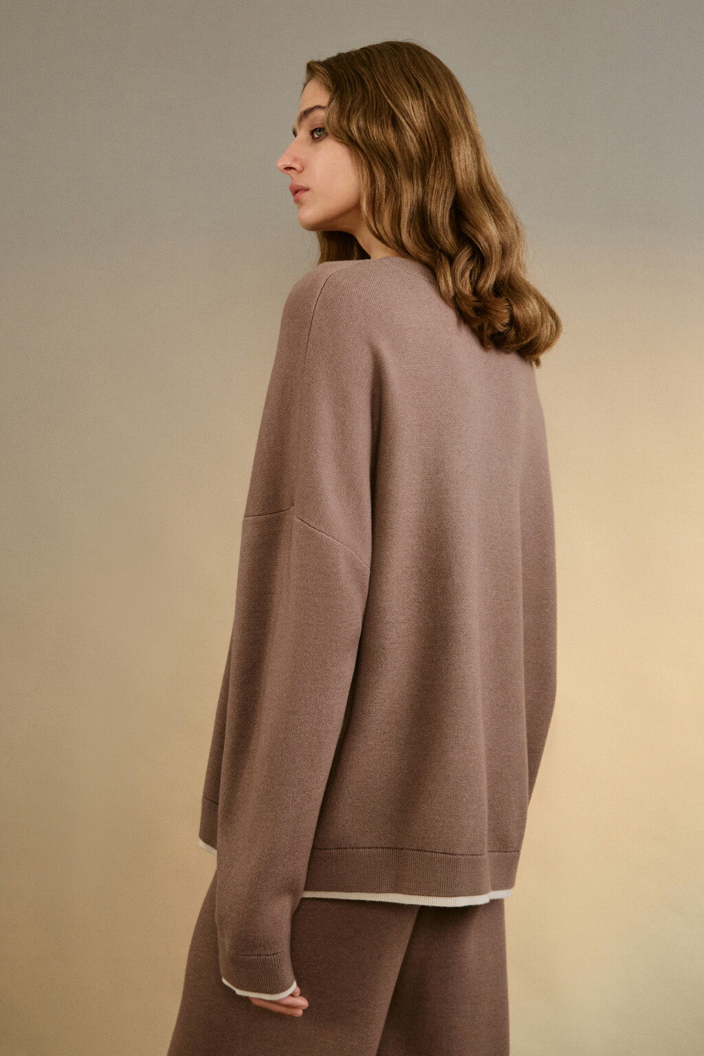 Джемпер с имитацией второго слоя - цвет бежевый - 3