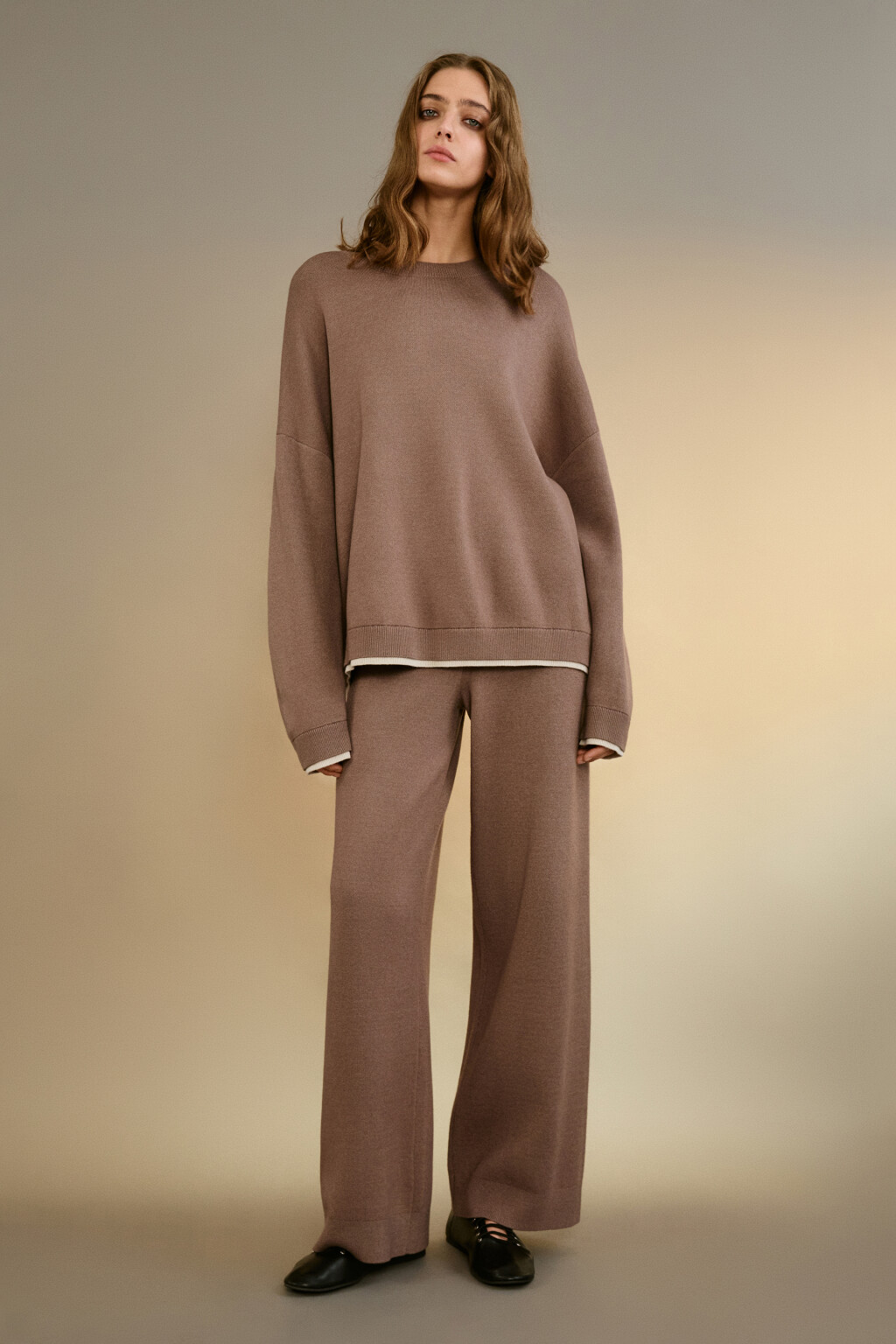 Джемпер с имитацией второго слоя - цвет бежевый - 4