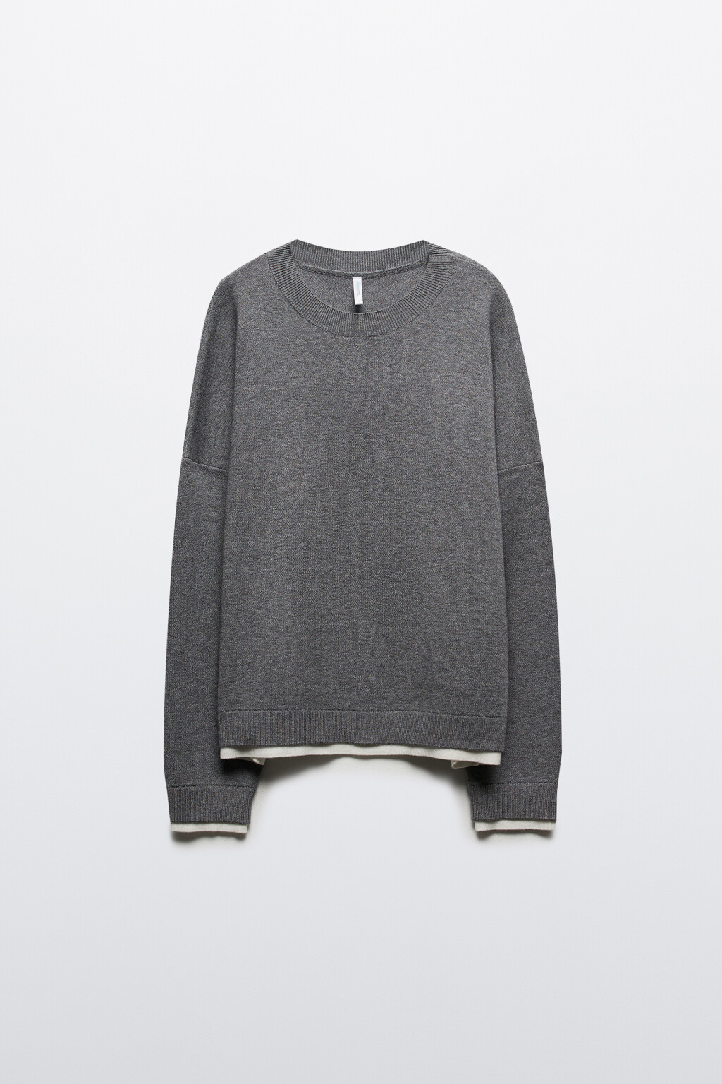 Джемпер с имитацией второго слоя - цвет серый - 7