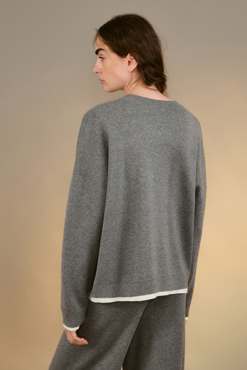 Джемпер с имитацией второго слоя - цвет серый - 3