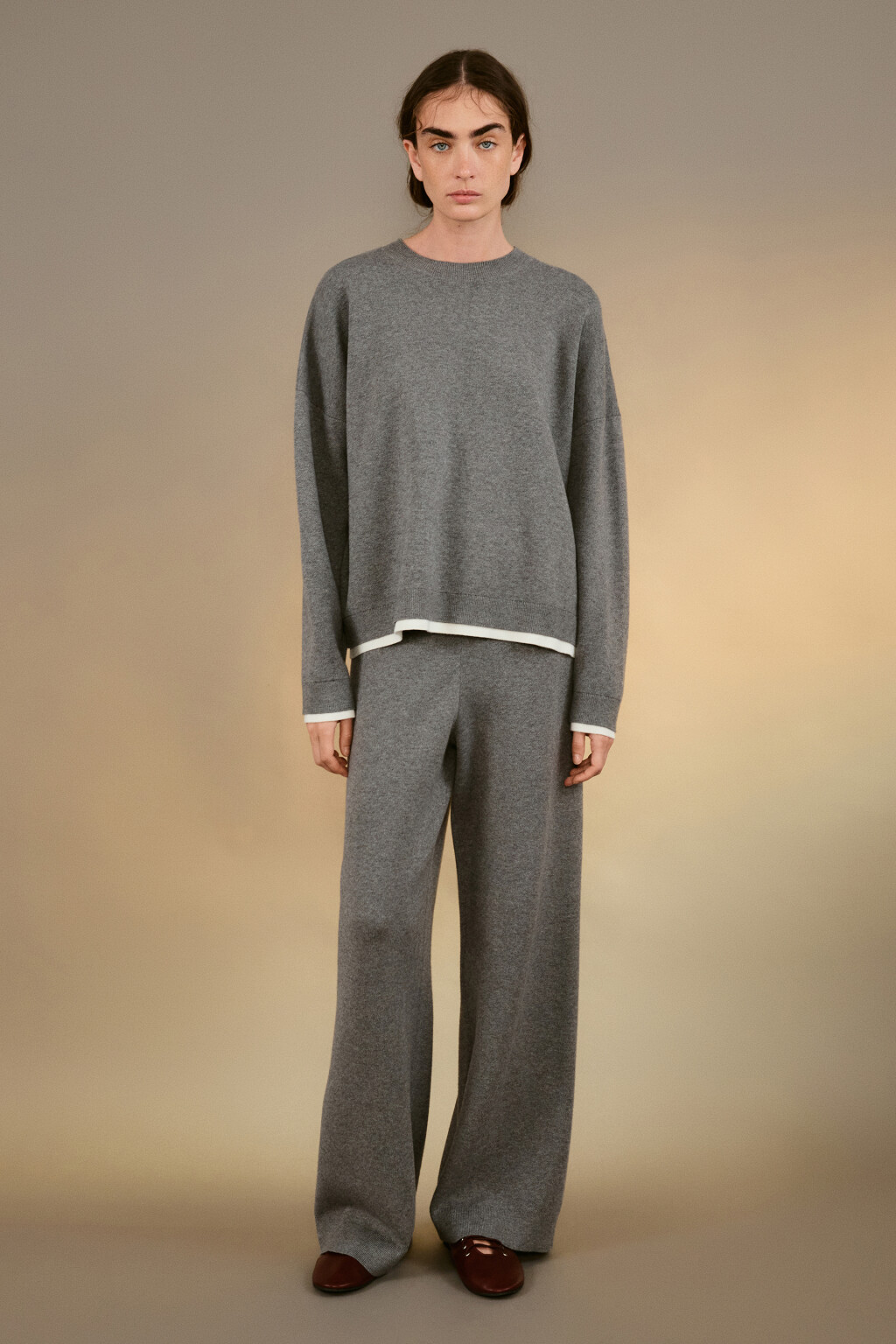 Джемпер с имитацией второго слоя - цвет серый - 4